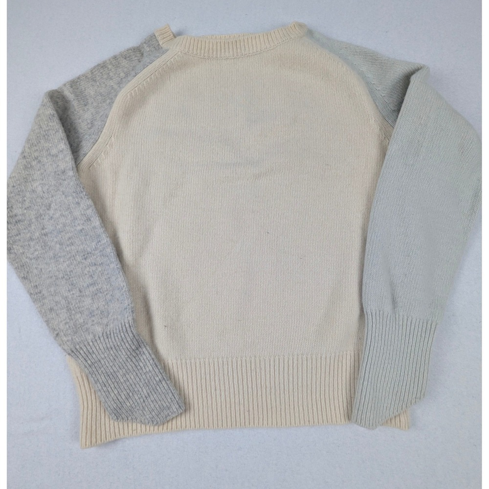 24/7,PIN Women Colorblock Raglan Sweater Cream Grey Linen Blend Made in Korea